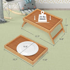 Artmeer Bed Tray Table with Folding Legs,Bamboo Breakfast in Bed for TV Table, Laptop Computer Tray,Eating,Snack Tray Beige 2 Pack(Beige)