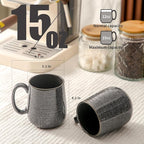 HASENSE 15oz Coffee Mugs Set of 4, Ceramic Coffee Mugs with Handle, Large Coffee Cups for Coffee, Tea, Latte & Cappuccino,Coffee Mugs for Men and Women Microwave & Dishwasher Safe,Gray