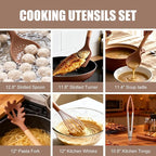 RAXCO Utensil Sets,18-Piece Silicone Cooking Utensils and Kitchen Accessories with Holder,Mousse
