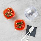Restaurantware Moderna 8 Ounce Fancy Square Disposable Bowls - Durable Heavy-Duty Clear Plastic for Warm and Cold Foods (Pack of 3)