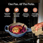 Our Place Mini Always Pan | 8.5" Ceramic Pan with Modular Lid & Beechwood Spatula | Patented 10-in-1 Nonstick, Non-Toxic Cookware Made Without PFAS | Induction & Oven-Safe up to 450°F | Blue Salt