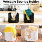 Ceramic Sponge Holder for Kitchen Sink - Dishwasher Safe Porcelain Dish Sponge Caddy Minimalist Vertical Stripes, Scrub Daddy Drying Rack for Countertop, Bathroom, Kitchen Sink Organizer, 2pcs