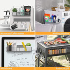 Magnetic Spice Rack for Refrigerator, 7 Pack 100% Metal Strong Magnet Shelves, Kitchen Spice Organizer W/ Hook Rack, Paper Towel Holder, Utensils Caddy, Home Laundry Room Storage Organization (Grey)