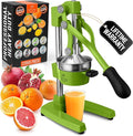 Zulay Kitchen Cast-Iron Orange Juice Squeezer - Heavy-Duty, Easy-to-Clean, Professional Citrus Juicer - Durable Stainless Steel Lemon Squeezer - Manual Citrus Press & Orange Squeezer (Light Green)