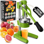 Zulay Kitchen Cast-Iron Orange Juice Squeezer - Heavy-Duty, Easy-to-Clean, Professional Citrus Juicer - Durable Stainless Steel Lemon Squeezer - Manual Citrus Press & Orange Squeezer (Light Green)