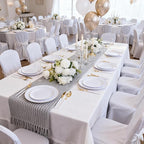 DaYammi 30 Guests Gold Plastic Plates with Disposable Silverware,Gold Cutlery with White Handle,White Disposable Dinnerware:60 Dinner/Dessert Plates,90 Plastic Silverware Set,Gold Plate for Party