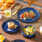 vancasso Starry Plates and Bowls Sets,12 Pieces Blue Dinnerware Sets for Kitchen,Modern Stoneware Dishes Set for 4,Dishwasher and Microwave Safe