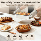 Enameled Cast Iron Sourdough Bread Dutch Oven, Cast Iron Loaf Bread Pan for Homemade Bread Baking, 2PCS 9 x 5Inch Meatloaf Pan with Lid, Oven Safe, Cream