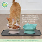 Kitty City Elevated Cat Bowls (Set of 2), Whisker-Friendly Raised Cat Food & Water Dishes, Modern Pedestal Design, Dishwasher Safe, 10.8 oz Each – Pink & Teal