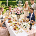 N9R 180 PCS Disposable Dinnerware Set with Gold Rim for 30 Guests, Pink Plastic Plates Include 30 Dinner Plate, 30 Dessert Plates, 30 Cups, 90 Heavy Duty Gold Plastic Silverware for Party & Wedding