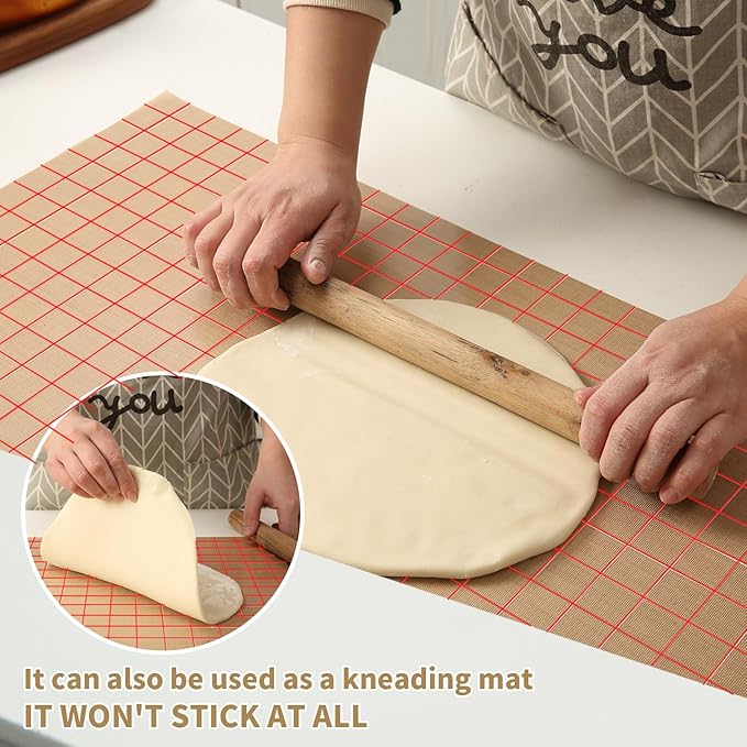Silicone Baking Mat Roll 12IN*5FT Free Cutting, Non-Slip Pastry Mat, Non-Stick Reusable Air Fryer Liner, Oven Liners, Counter Mat, Freeze Dryer Mat, Easily Cut to Size Fit All Ovens Pans Tins Dishes