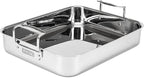 Viking 3-Ply Stainless Steel Roasting Pan with Non Stick Rack, 16 x 13 Inch Kitchen Cookware, Great for Turkey, Dishwasher and Oven Safe, Induction Ready, Silver