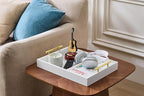 16"x12" Serving Trays with Handles, White Decorative Serving Tray, Ottoman Trays, Living Room, Bathroom, and Outdoors Decorative Trays (White)