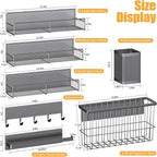 Magnetic Spice Rack for Refrigerator, 7 Pack Metal Magnetic Shelf, Moveable Magnetic Storage Fridge Organizer Grey, Spice Organizer, Hook Rack, Paper Towel Holder, Cutting Board Holder, HM5471