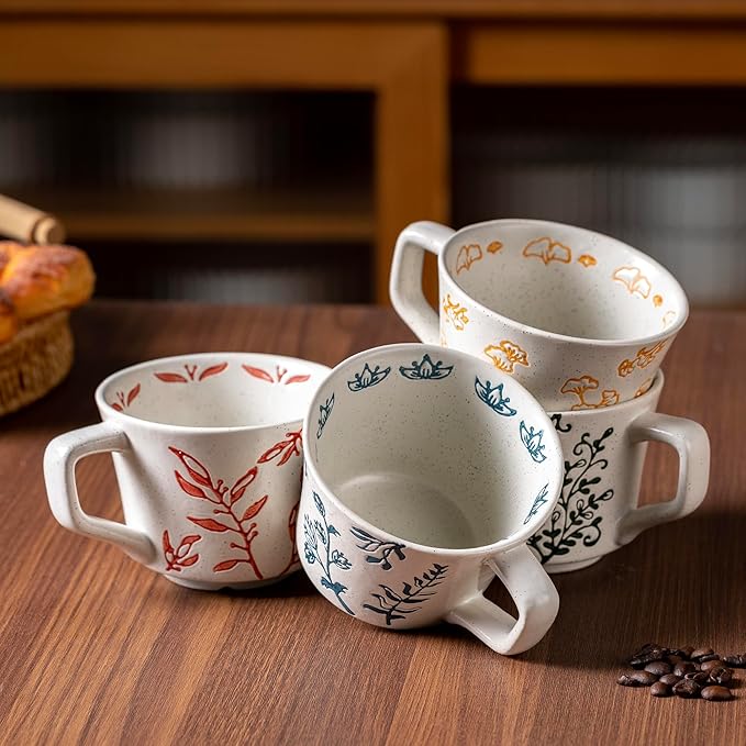Ceramic Mug 11 oz Unique Luxurious Cup, Mug for Coffee Milk Latte Cappuccino Tea, Office Home Dishwasher Microwave Freezer Safe Stoneware Handmade Minimalist Cup Blue