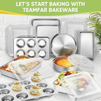 TeamFar Stainless Steel Baking Sheet, 20’’ x 14’’ Large Baking Sheet Pan Bakeware Set Cookie Sheets for Baking, Roasting, Cooking, Non Toxic, Mirror Finish & Dishwasher Safe