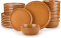 vancasso ZERMATT Dinnerware Set for 8, 24 Pieces Plates and Bowls Sets for Kitchen, Stoneware Dish Set with Scratch Resistant, Dishwasher & Microwave Safe, Yellow