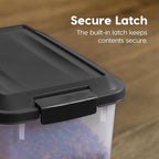 IRIS USA Dog Food Storage Container, 2 Pack, Up to 30 lbs Each, Airtight Seal for Freshness, Wheels for Rolling, Easy One Hand Opening, Made in USA, BPA Free, Clear/Black