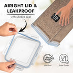WHITE FEATHER SUPPLIES 2 PC [6.5L / 220 Oz] Large Flour Sugar Storage Containers - Leak Proof, BPA Free, Clear Plastic Food Storage Containers with Lids Airtight - Bulk Storage for Kitchen and Pantry