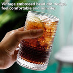 Hobnail Drinking Glasses Set of 8, 12 oz Highball Glasses & 10 oz Cocktail Glasses, Embossed Vintage Kitchen Glassware, Dishwasher Safe Glasses Drinking Set for Whiskey, Juice, Cocktails, Beer