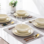 AmorArc Ceramic Dinnerware Sets,Handmade Reactive Glaze Stoneware Plates and Bowls Sets,Highly Scratch Resistant | Dishwasher & Microwave Safe Dishes Set,Service for 4 (12pc)