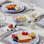 TP 12-Piece Melamine Dinnerware Sets, Plates and Bowls Dishes Set for 4, Break-Resistant & Non-Microwavable, Lightweight Dinner Plates, Marble Pattern