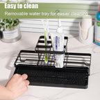 Toothbrush Holders for Bathrooms, Carbon Steel Tooth Brushing Holder Electric Toothbrush and Toothpaste Organizer Bathroom Accessories for Countertop, Shower, Sink, 5 Slots, Matte Black