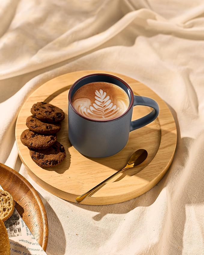 famiware Coffee Mugs Set of 4, Nebula 14oz Coffee Mugs, Ceramic Cup Set with Handle for Latte, Tea, Milk, Cappuccino, Cocoa, Charcoal