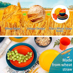 Supernal 32pcs Wheat Straw Dinnerware Sets,Plastic Plates and Bowls Sets for 8 Unbreakable Plates and Bowls Sets Dishwasher Safe Microwave Safe Fun Colors Perfect for Cooking Family Camping Picnics