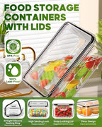 60 PCS Food Storage Containers with Lids, BPA-Free Plastic Food Containers for Kitchen Storage, Leak Proof, Reusable Meal Prep Containers with Labels & Pen