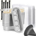 Mini Loaf Baking Pans with Lids and Spoons (50 Pack, 6.8oz) Rectangle Aluminum Foil Baking Pans Tins Containers - Cupcake Containers Wrappers Cheesecake Creme Brulee Ramekins