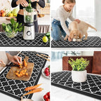 WISELIFE Dish Drying Mat Super Absorbent Drying Mat Large Dish Drying Mats for Kitchen Counter Easy Clean Dish Mat Kitchen Drying Mat18"x 36" Stylish Black