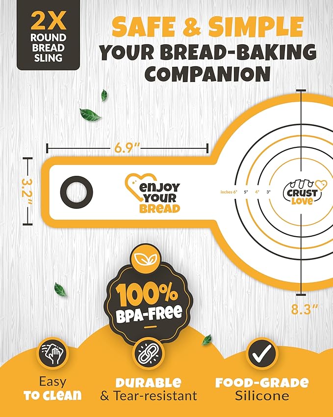2 PCS Sourdough Silicone Bread Sling Round – Non-Stick Sourdough Sling & Baking Mat, Reusable & Easy to Clean, Heat Resistant to 480°F, Dough Mat for Artisan Bread Baking Supplies