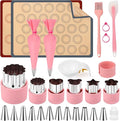 29P Macaron Silicone Baking Mats-Coldairsoap 2 Half Sheet Macaron Silicone Baking Mats 11.6"x16.5",1 Egg Separator,1 Pastry Brush,1 Spatula,12 Frosting Tips,2 Piping Bags, 1 Coupler, 6 Embossing Molds
