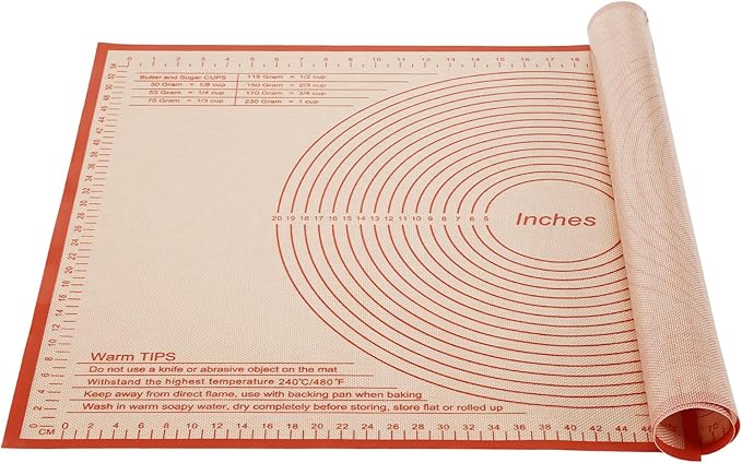 Silicone Pastry Mat 34x26 Inch Nonstick Baking Mat -Perfect for Dough, Pastry, Dough Rolling, Kneading Board, Pie Crust, Fondant, Pasta/Pizza, Kitchen Counter Mat