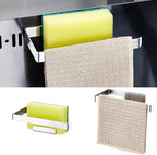Sponge Holder for Kitchen Sink, Adhesive Dishcloth Holder, Dish Sponge Kitchen Sink Caddy 2 In 1, Metal Dishcloth Racks Sink for Dishcloths, Sponges, Brushes and Glove (Sliver)