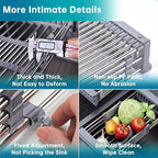 TUTEW Dish Drying Rack, Stainless Steel Dish Drainer with Adjustable Arms Holder Functional Kitchen Sink Organizer for Vegetable and Fruit, Gray Large