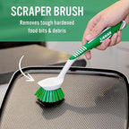 Libman Dish Brush Set with Long Handle - Deep Cleaning Brushes - Dish Scrubber & Scraper - Kitchen Scrub Brush for Dishes, Sinks, Pots, Pans, Vegetables