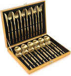 Matte Gold Silverware Set, OGORI 30-Piece Food Grade Stainless Steel Gold Flatware Set, Kitchen Utensil Set Service for 6, Tableware Cutlery Set for Home and Restaurant, Dishwasher Safe - Gift Box