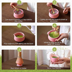 HELPLX Matcha Whisk Set, 10-Piece Japanese Matcha Kit with Bowl, Whisk & Holder, 2 Tea Cups, Bamboo Scoop, Spoon, Sifter, Scoop Rest & Tea Towel – Pink Matcha Tea Set for Ceremony or Daily Use