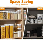 Airtight Food Storage Containers with Lids 7 pcs Plastic Kitchen and Pantry Organization Canisters for Cereal, BPA Free Kitchen Canisters for Spaghetti, Pasta, Dry Food, Flour and Sugar