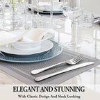 MUTNITT Silverware Set with Steak Knives Service for 4,Stainless Steel Flatware, Mirror Polished Cutlery Utensil Set for Home Kitchen Eating Tableware, Include Fork Knife Spoon, Dishwasher Safe