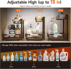 Sevenblue 2 Packs Under Sink Organizer, Height Adjustable 2 Tier Under Kitchen Sink Organizer, Multi-Purpose Storage Shelf for Kitchen Bathroom Cabinet (Brown, Large)