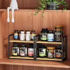 Giikin Countertop Shelf Organizer, 2 Tier Kitchen Spice Rack Organizer for Countertop, Wood Coffee Counter Shelf Organizer for Home (Bamboo, S)