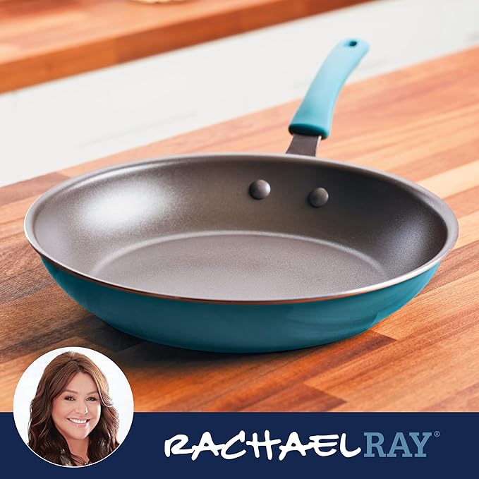 Rachael Ray Cook + Create Nonstick Frying Pan/Skillet, 12.5 Inch, Agave Blue
