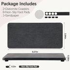 NiuYichee 2 Pcs Water Absorbing Stone Trays, Kitchen/Bathroom Sink Soap Dish, Diatomite Tray Used for Hand Soap & Cosmetic Bottles in The Modern Home, 4" W x 8.3" L, Dark Gray
