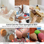 Fauxomor 2 Pcs Makeup Sponge Holder,Double-Sided Breathable Silicone Beauty Make Up Blender Case for Travel or Daily,Shatterproof Make-up Travel Case Quick Drying Easy to Carry,Khaki+Pink