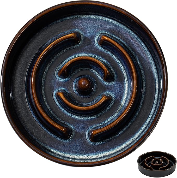 Havniva Ceramic 1.6 Cup Dog Bowl Slow Feeder for Large and Medium Dog, 8.2inch Pet Slow Dish, Stop Bloat, Preventing Choking(Single Bowl, Starry Sky)