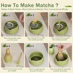Matcha Whisk Set, Ceramic Bowl with Spout, Bamboo Matcha Whisk & Spoon, Chasen Holder, Scoop Rest, Sifter, 8-Pcs Japanese Ceremony Matcha Powder Kit–Valentine's Day Gift for Women-Matcha Green