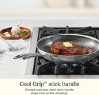 Cuisinart FusionElite+ Hybrid Nonstick Tri-Ply Stainless Steel Skillet, 10″ Skillet Frying Pan with PURELYSEAR Ceramic Nonstick Technology, Scratch Proof, Cool Grip Handles, Dishwasher Safe